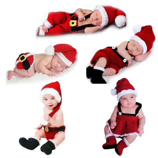 

newborn baby cute crochet knit christmas hat pgraphy prop santa claus infant boys girls costume outfits dropshipping, Yellow