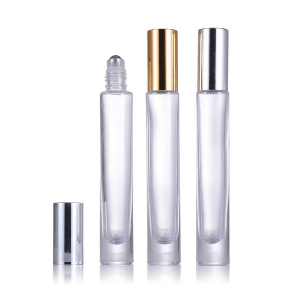 Wholesale 10ml Rolo de vidro claro em garrafas grosso fundo vazio garrafas de rolos para perfume de óleo essencial creme para os olhos