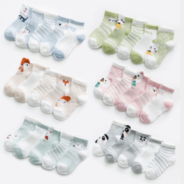 

5pairs / серия младенец детские носки детские носки для девочек хлопок mesh cute новорожденные boy малышей носки 0-2 лет детская одежда аксе, Pink;yellow