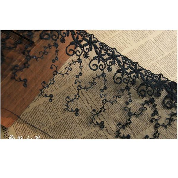

wholesale 21cm,8.26'' wide 2yards/lot black diy sewing net embroidered lace fabric embroidered lace retro textiles l jllbdz