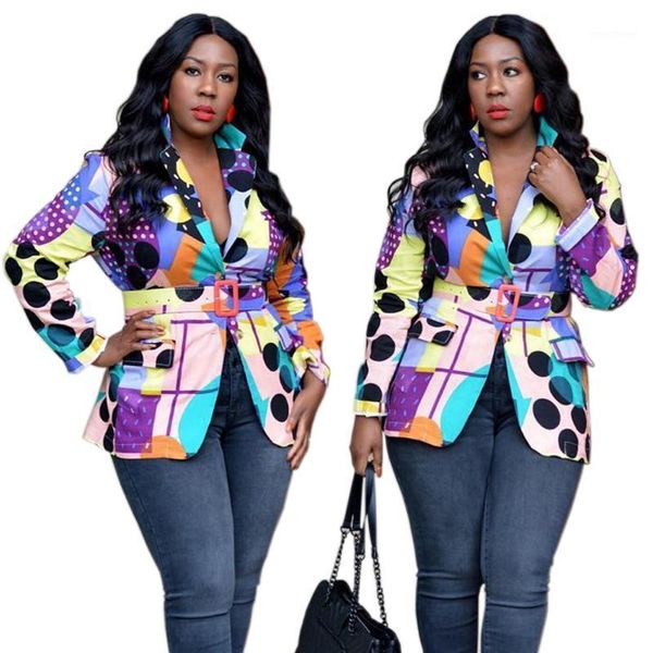 

fashion women printed blazer office slim workwear blazers outwear classy streetwear jacket long sleeve coat with belted suit1, White;black