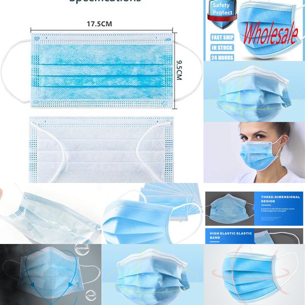 

stock face disposable in masks with elastic ear loop 3 ply breathable and comfortable for blocking dust a