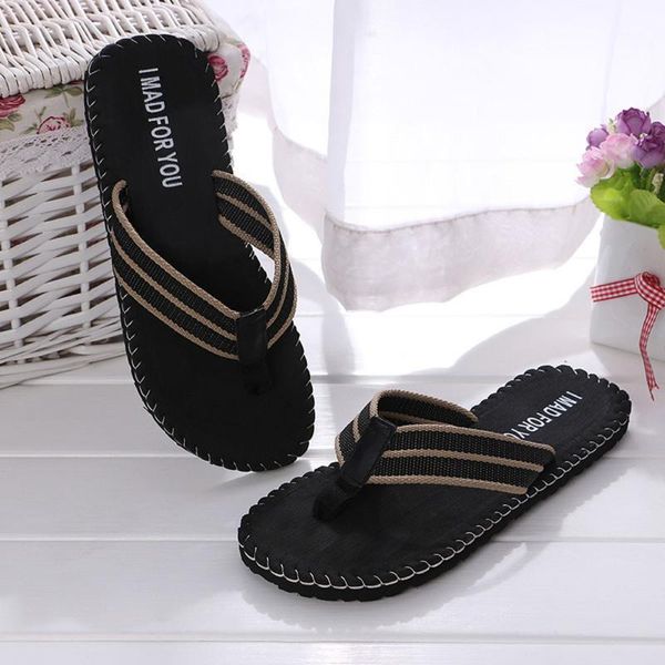 

slippers summer fashion men's flip flop outdoor male sandals shoes flat anti-skidding slide casual plus size1, Black