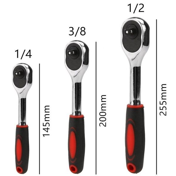 

ratchet handle wrench 1/4" 3/8" 1/2" 24 teeth high torque two-way spanner key socket drive for quick release hand tools