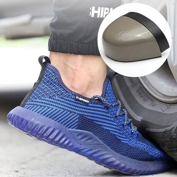 

men steel toe outdoor safety work shoes lightweight breathable anti-smashing anti-piercing non-slip protective footwear, Black