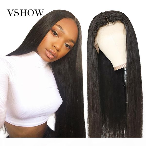 

vshow 13*4 peruvian straight lace front human hair wigs for black women 150% 180% 250% density remy long wigs lace front wig