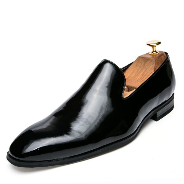 

2020 new spring british retro pointed toe slip-on casual leather shoes trendy korean style breathable mens low-shoes business leather sh, Black