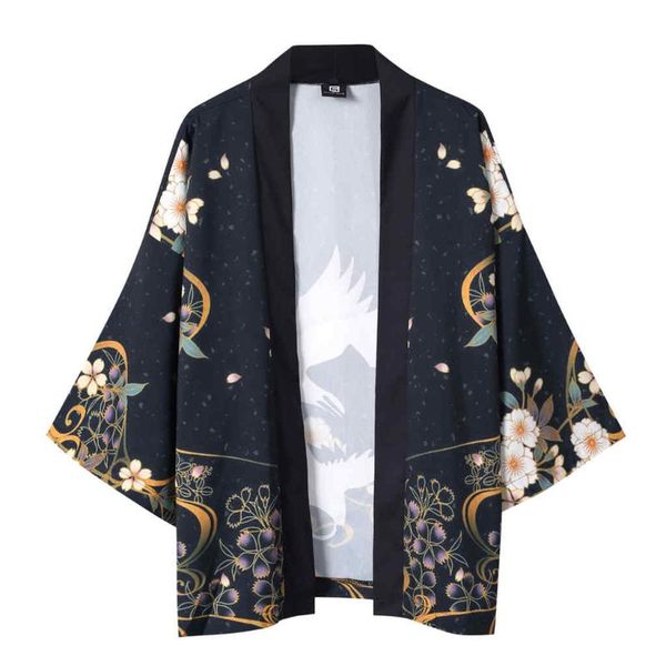 

xl -2xl camisas para hombre summer japanese half sleeves men clothes new fashion kimono cloak blouse blusa masculina, White;black