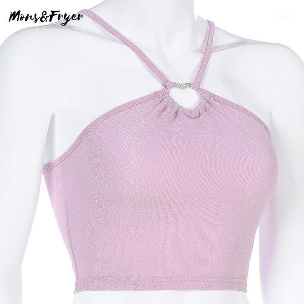 

pink solid tank activewear diamond patchwork bralette crop off shoulder backless halter fitness clothing1, White