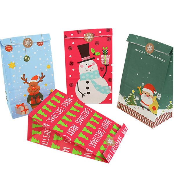

5pcs bags box candy food cookies packing paper bag christmas party decorations supplies navidad xmas kids gift