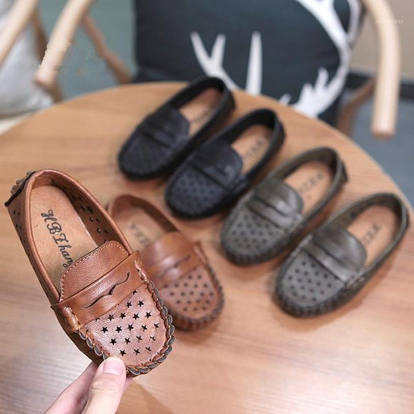 

athletic & outdoor spring summer kids pu leather casual shoes boys girls loafers fashion slip-on soft breathable moccasins1, Black