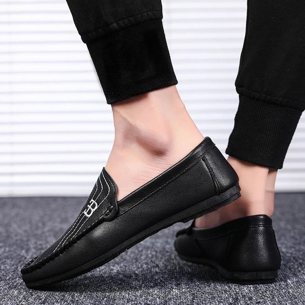 

dress shoes summer men casual quality leather mens loafers moccasins italian breathable slip on boat black white