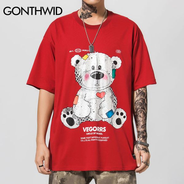 

harajuku me to you bear print tshirts streetwear hip hop fashion casual short sleeve tees shirts fashion summer, White;black