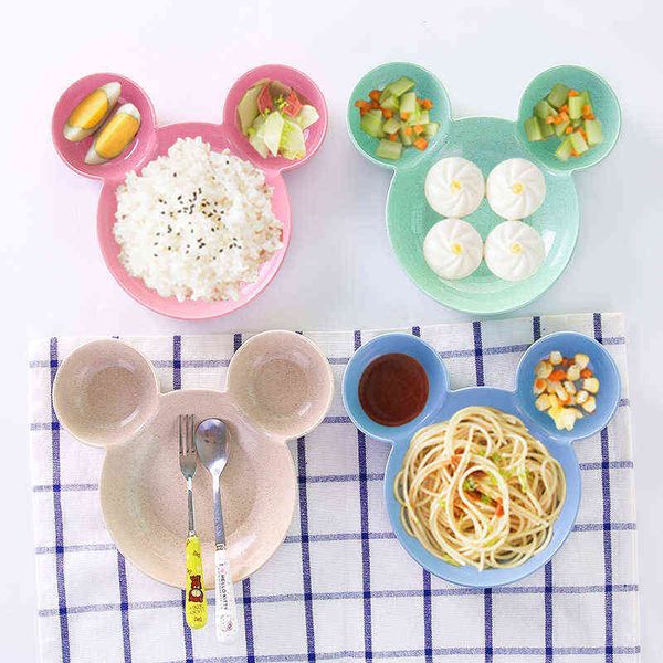 1 pc desenhos animados placas de bebê infantil placas pratos de bebê bandeja de tigela mesa de mesa crianças alimentando as crianças dinnerware BPA livre dividido G1221