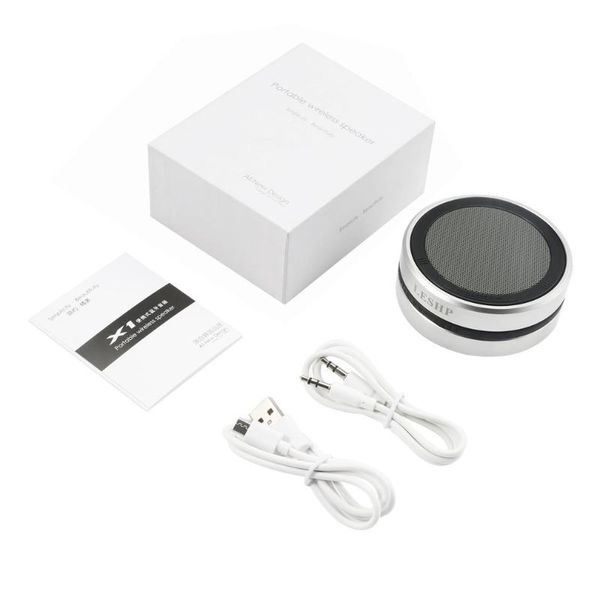 

leshp portable gold wireless speaker fashionable with 360 degree rotary type volime control metal manufacture low frequency use