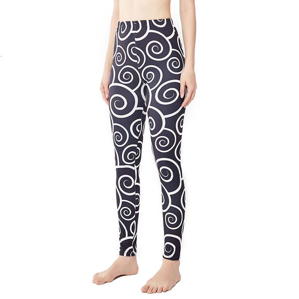 

9061 black and white spiral digital printing yoga pants women's leggings