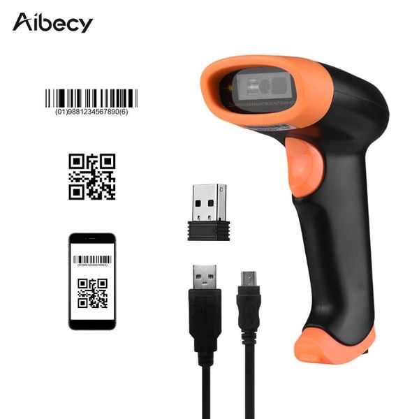 

aibecy handheld barcode scanner wired/ wireless double connection mode for scanning cmos image 1d 2d qr bar code