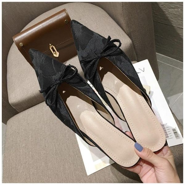 

mules summer women low slippers thin heel pointed toe fashion outside sandals shoes women casual slippers beach shoes1, Black