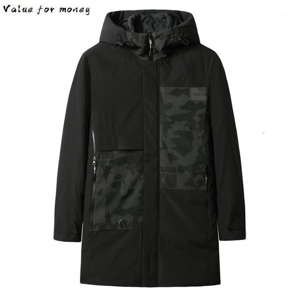 

7xl 8xl men winter new long casual camouflage hood jacket parkas coat men outdoor fashion warm thick pockets parkas trench1, Black