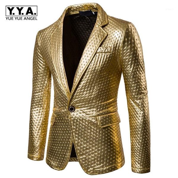 

mens blazers coat winter new british style slim thin black male casual one button performance suit jacket men prited silver gold1, White;black