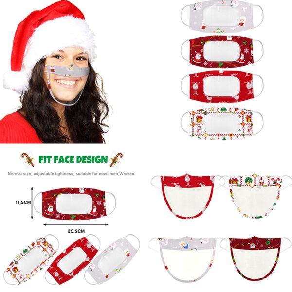 

christmas lip language transparent masks xmas cartoon printing clear face mask adults visible deaf earloop designer mask 500pcs t1i2543