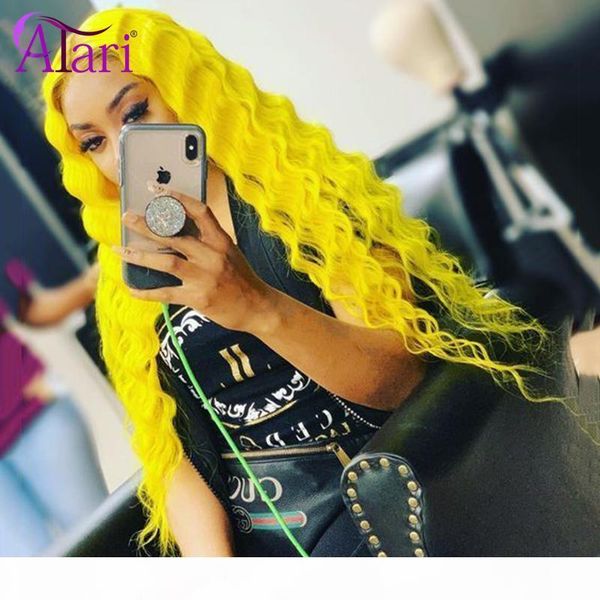 

парик фронта желтый розовый парик шнурка глубокая волна honey blonde человеческих волос прозрачное кружево фронтальная перуанский virgin ата, Black;brown