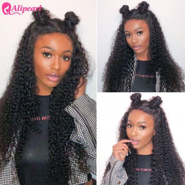 

curly 6x6 lace closure wig human hair wigs brazilian lace wigs for black women pre plucked 150 180 density alipearl hair, Black;brown