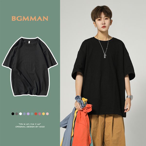 

2021 new summer short sleeves harajuku korea fashion white t-shirt streetwear one piece hip hop punk men tees tshirt clothes 0ust, White;black