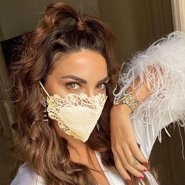 

ins summer lace colors rhinestone decoration elastic bandana for women luxury scarf prom mesh gift wmtfru