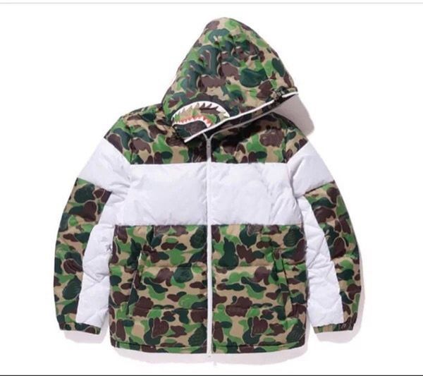 

fahison mens clothing 20aw outwear hoodie jacket shark head embroidery thicken cotton parkas green color size : s-2xl, Black