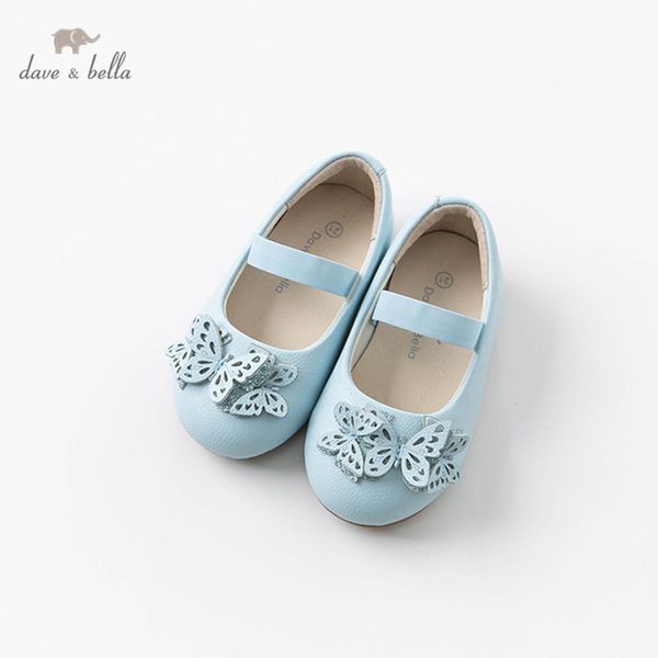 

dave bella spring baby girl leather shoes children butterfly blue brand shoes lj201104, Black;red