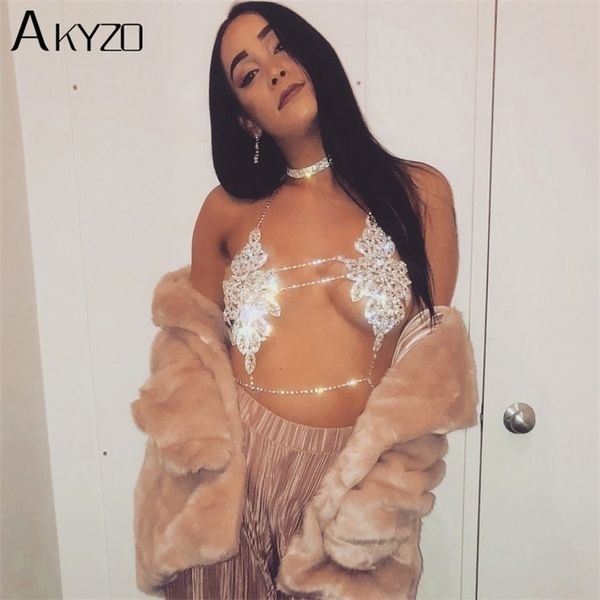 

flower style camis women metal chain hollow out party crop summer nightclub silver tank 220314, White