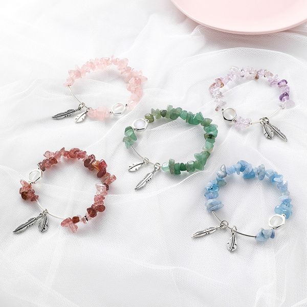 

bohemian bracelet new fashion crystal gravel bracelet irregular rhinestone stone leaves beaded bracelets for women jewelry, Black