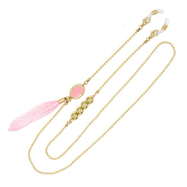 

pendant reading bead natural pink chain feather for glasses cords lanyard women sunglasses accessories