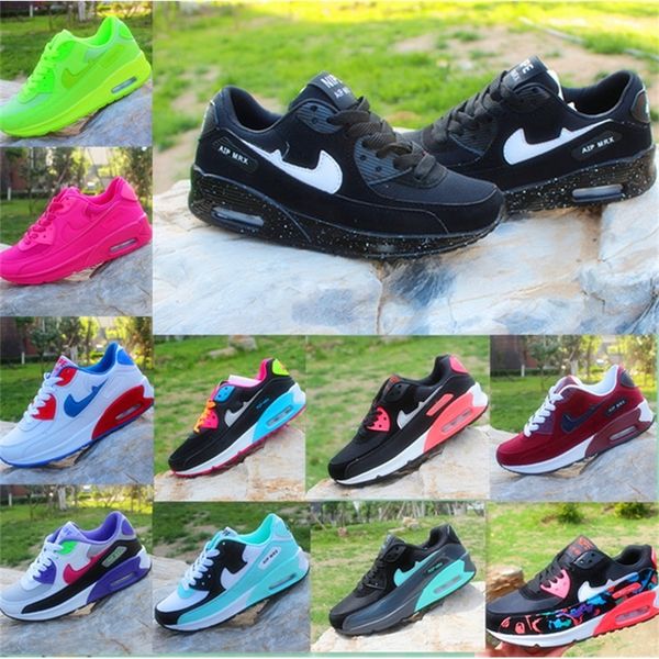 

spring and summer new lovers tennis running shoes 90 air cushion shoe casual men's breathable shock absorption women's sports, Black