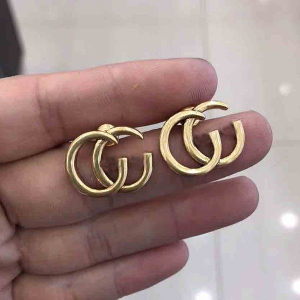 

2021 new 925 sterling silver earring hollow words stud earrings for women compatible jewelry gift, Golden;silver