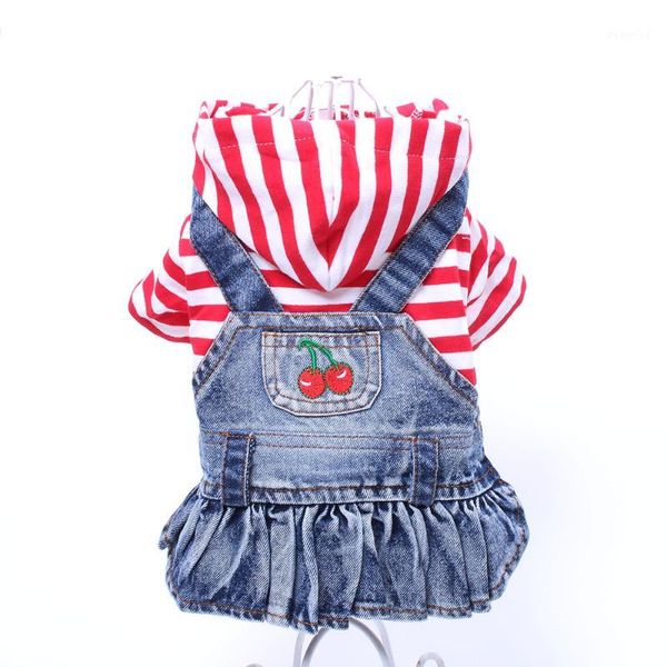 

pet dog jean dress striped denim dog cat dress fruit patterns clothes pet clothing 3 design1