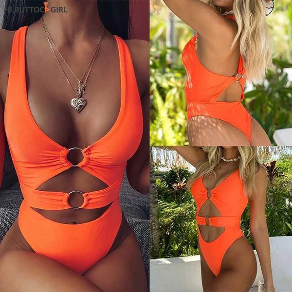 

women's swimwear hi buttock girl 2021 european and american explosive one-piece swimsuit ladies solid color bikini swimsuit1, White;black