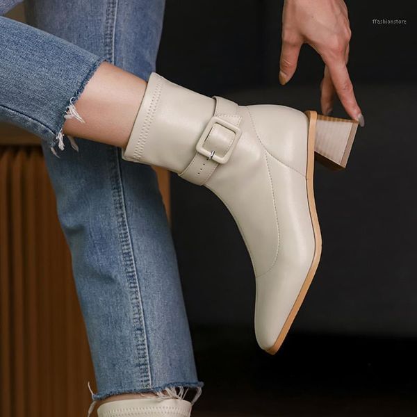 

haraval women elegant ankle boots shoes black white thick heels autumn winter stritch shoes for lady pu plus sise footwear e189l1