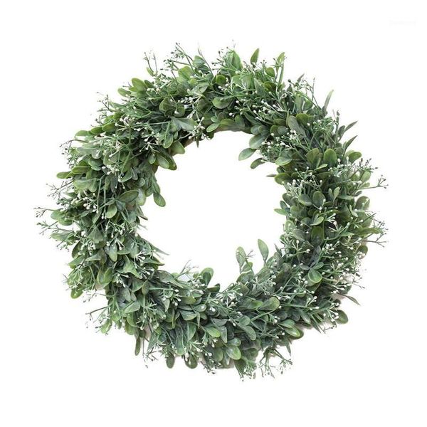 

artificial green leaves wreath for door window decor outside diameter 40cm wreath1