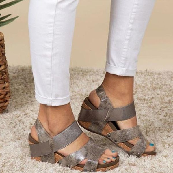 

women summer pumps chunky mid heels office ladies shoes woman plus size wedges shoe beach female mujer sapato feminino n567, Black