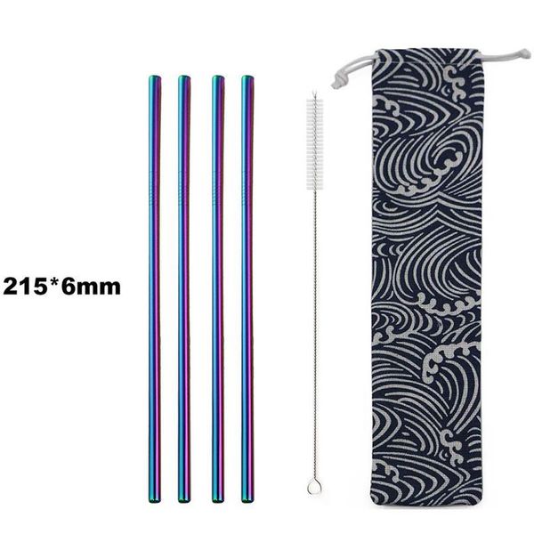 

4pcs eco-friendly reusable drinking straw set 304 stainless steel metal straw with cleaner brush for mugs 20/30oz drop qylsqk
