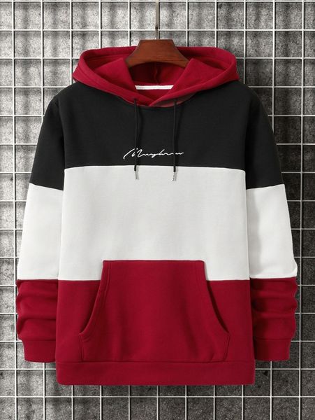 

men cut and sew letter graphic hoodie c17d#, Black