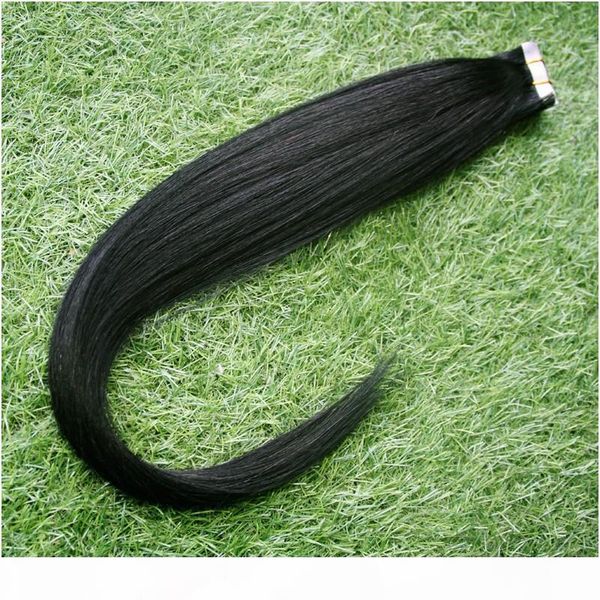 

natural black 100g straight brazilian virgin hair 40pcs pu tape in human hair extensions skin weft human hair adhesive tape