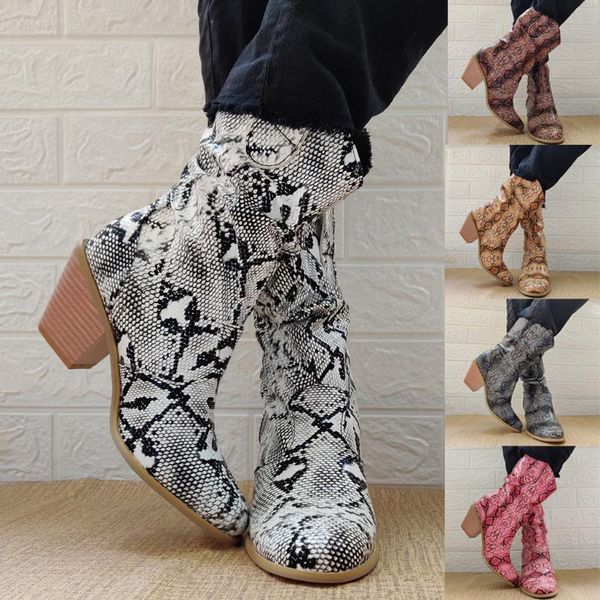 

sagace сапоги женщины zipper boots змея версия для печати квадратный каблук мода остроконечные дамы сексуальные туфли 2020 новый пинетки muj, Black