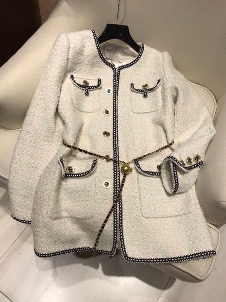 

mid-length small incense single-breasted wool duffle coat with elegant and dignified goddess fashionable and warm all-match, White
