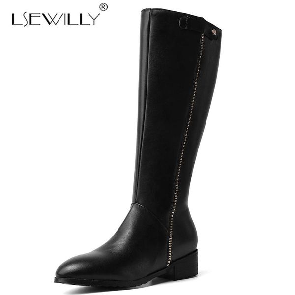 

lsewilly women's 2020 fashion dropship riding boots women shoes woman chunky heels shoes woman boots female size 32-43 k129, Black