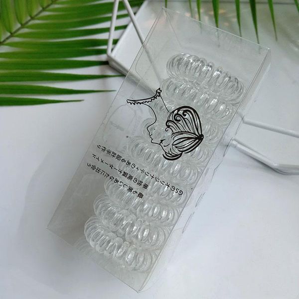 

women telephone ring with box girl's rubber band lady hair tie accessories transparent candy color gum q qylzhj