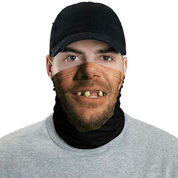 

#h25 3d print women men hiking scarves outdoor headband scarf neck windproof sun protection bandana cycling scarf, Blue;gray