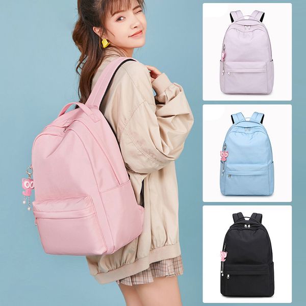 

fashion new women polyester pinik backpack teenager cute students school bag girls large capacity shoulder travel bags mochilas c1019